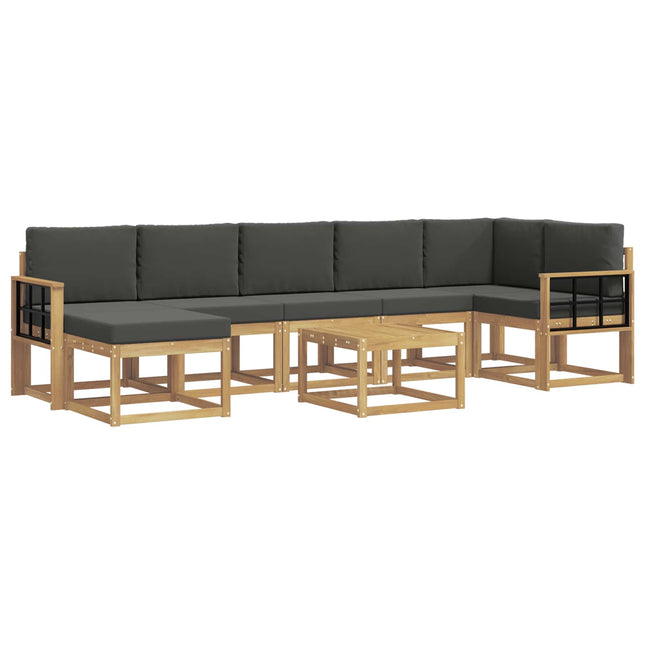 Udendørs sofagruppe med pude 8 pcs Hvid og antracit Polyester