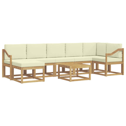 Udendørs sofagruppe 8 pcs Hvid og cremefarvet Polyester