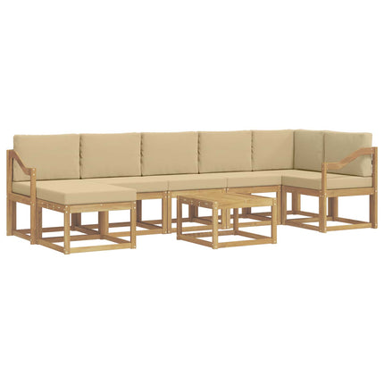 Udendørs sofagruppe med pude 8 pcs Hvid og Beige Polyester