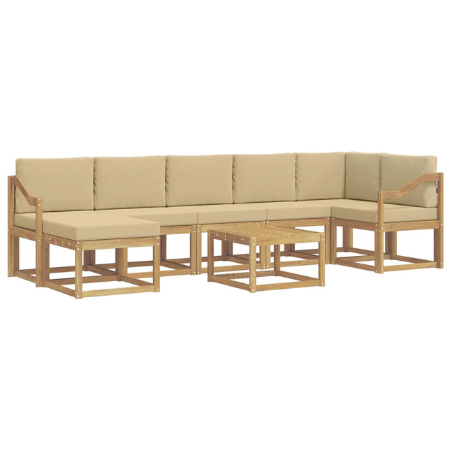 Udendørs sofagruppe med pude 8 pcs Hvid og Beige Polyester