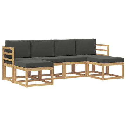 Udendørs sofagruppe med pude 6 pcs Hvid og antracit Polyester