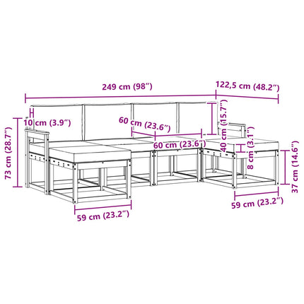Udendørs sofagruppe 6 pcs Hvid og cremefarvet Polyester