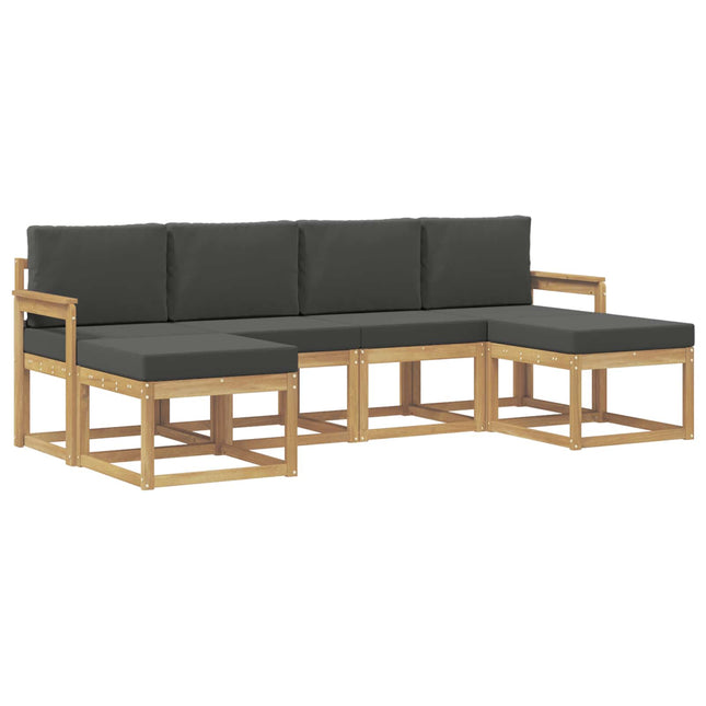 Udendørs sofagruppe med pude 6 pcs Hvid og antracit Polyester