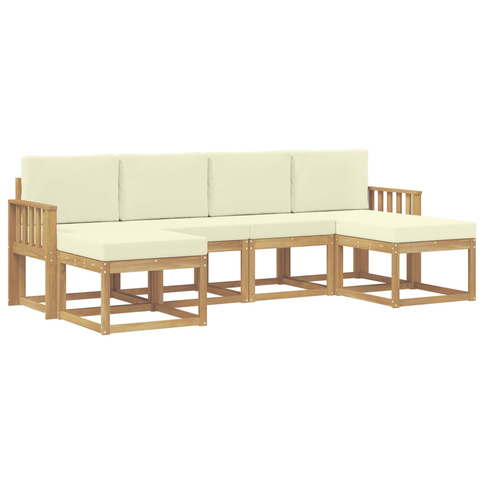 Udendørs sofagruppe 6 pcs Hvid og cremefarvet Polyester