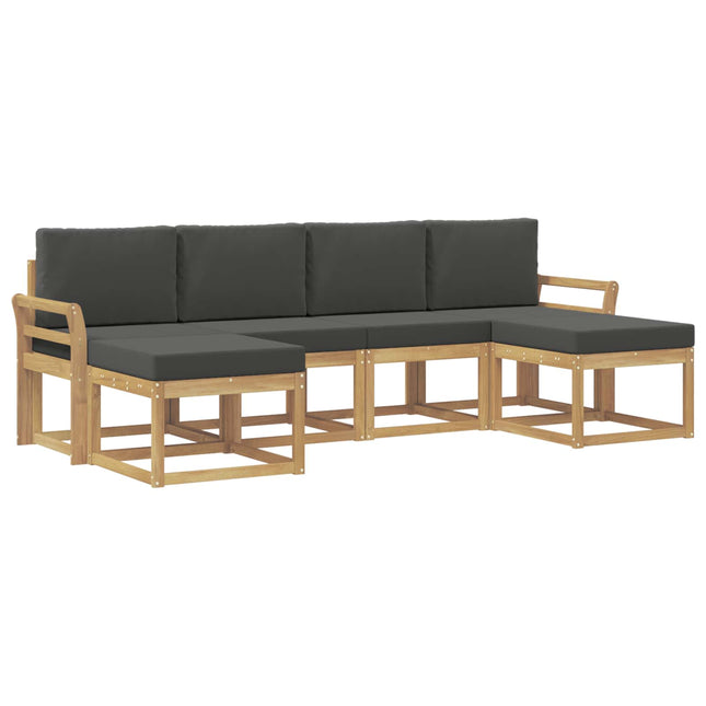 Udendørs sofagruppe med pude 6 pcs Hvid og antracit Polyester