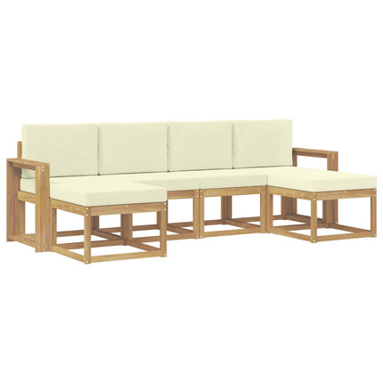 Udendørs sofagruppe 6 pcs Hvid og cremefarvet Polyester