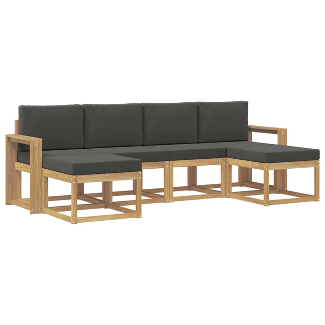 Udendørs sofagruppe med pude 6 pcs Hvid og antracit Polyester