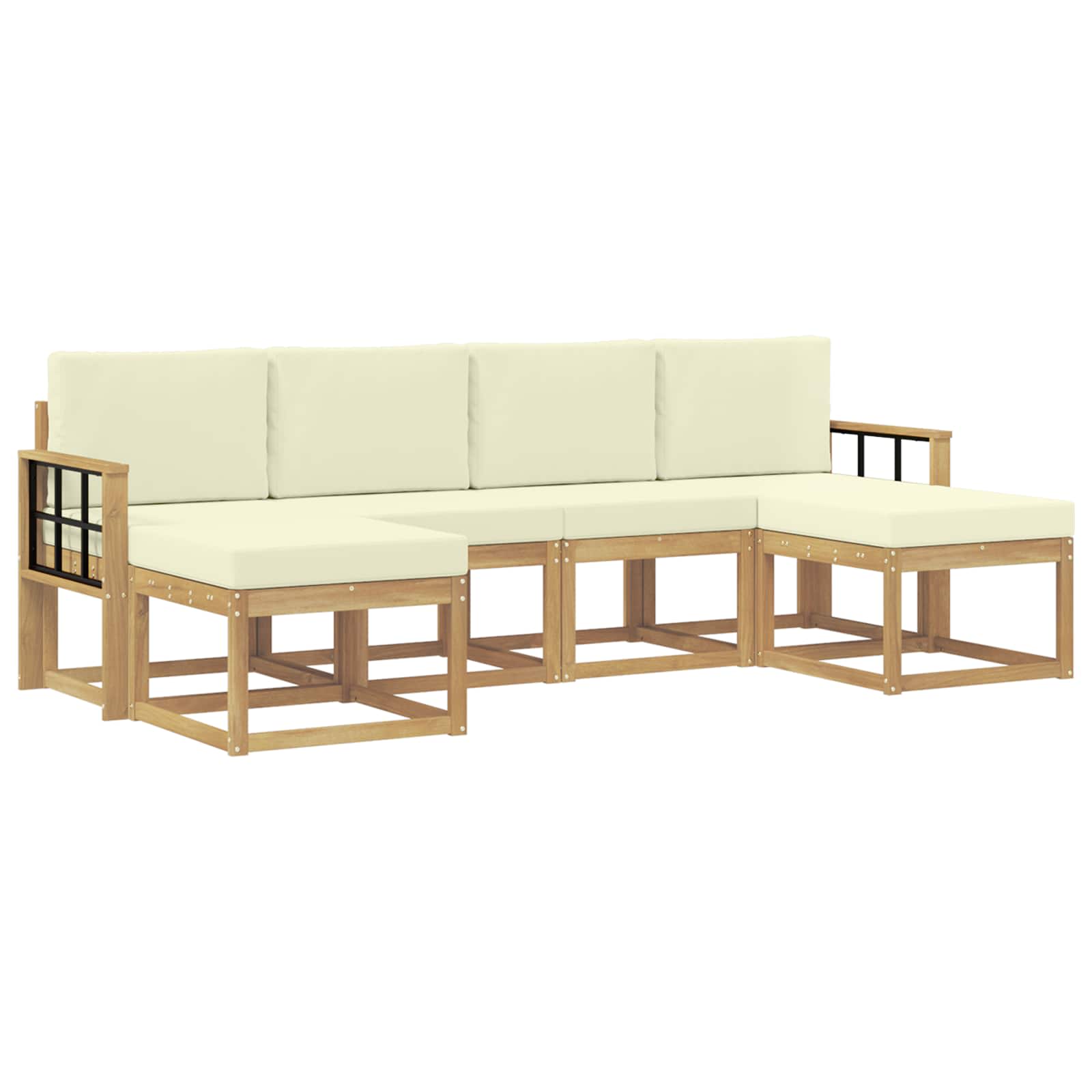 Udendørs sofagruppe 6 pcs Hvid og cremefarvet Polyester