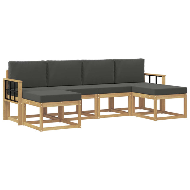 Udendørs sofagruppe med pude 6 pcs Hvid og antracit Polyester