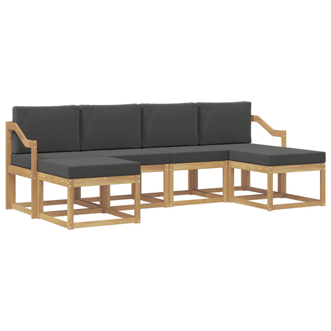 Udendørs sofagruppe med pude 6 pcs Hvid og antracit Polyester