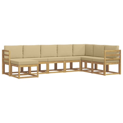 Udendørs sofagruppe med pude 8 pcs Hvid og Beige