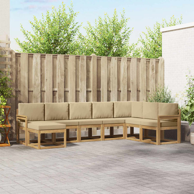 Udendørs sofagruppe med pude 8 pcs Hvid og Beige