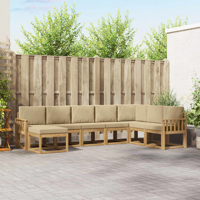 Udendørs sofagruppe med pude 8 pcs Hvid og Beige