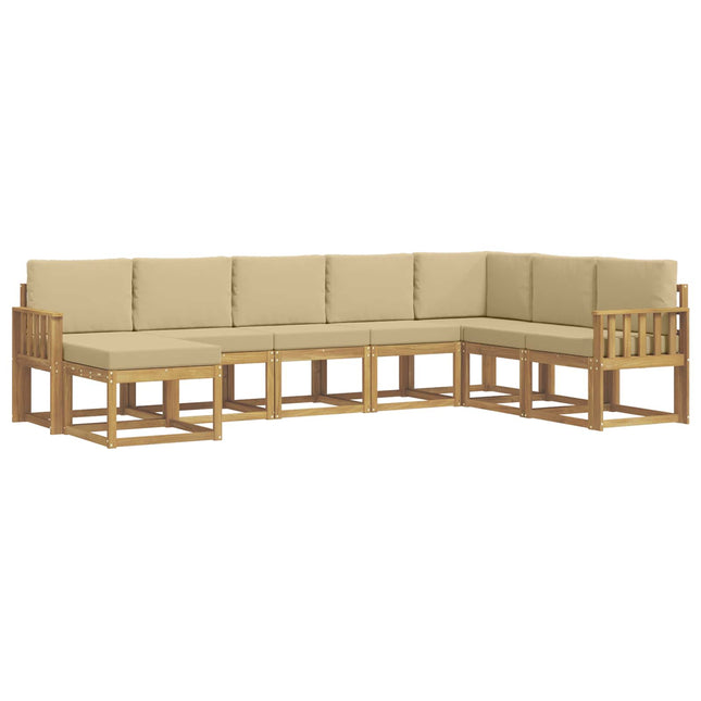 Udendørs sofagruppe med pude 8 pcs Hvid og Beige
