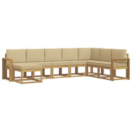 Udendørs sofagruppe med pude 8 pcs Hvid og Beige