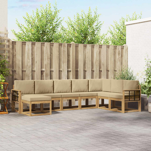 Udendørs sofagruppe med pude 8 pcs Hvid og Beige
