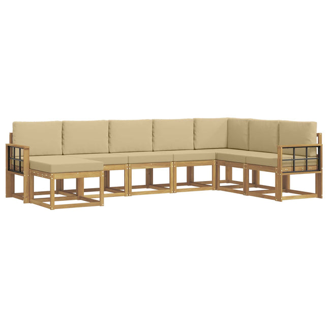 Udendørs sofagruppe med pude 8 pcs Hvid og Beige