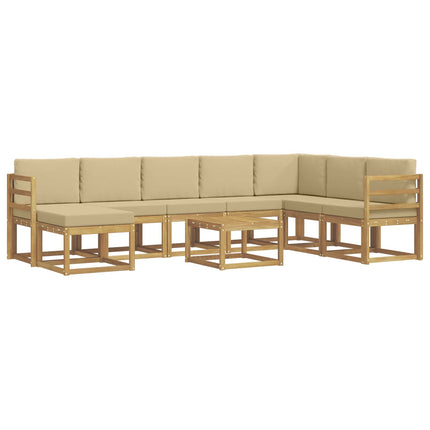 Udendørs sofagruppe med pude 9 pcs Hvid og Beige