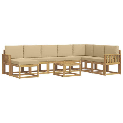 Udendørs sofagruppe med pude 9 pcs Hvid og Beige