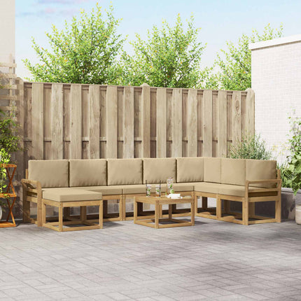 Udendørs sofagruppe med pude 9 pcs Hvid og Beige