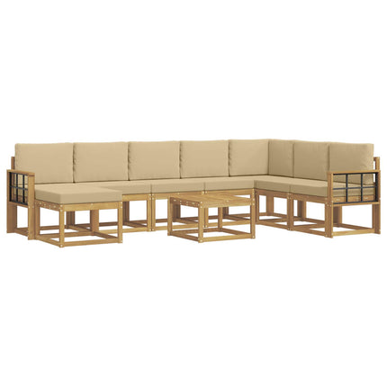 Udendørs sofagruppe med pude 9 pcs Hvid og Beige