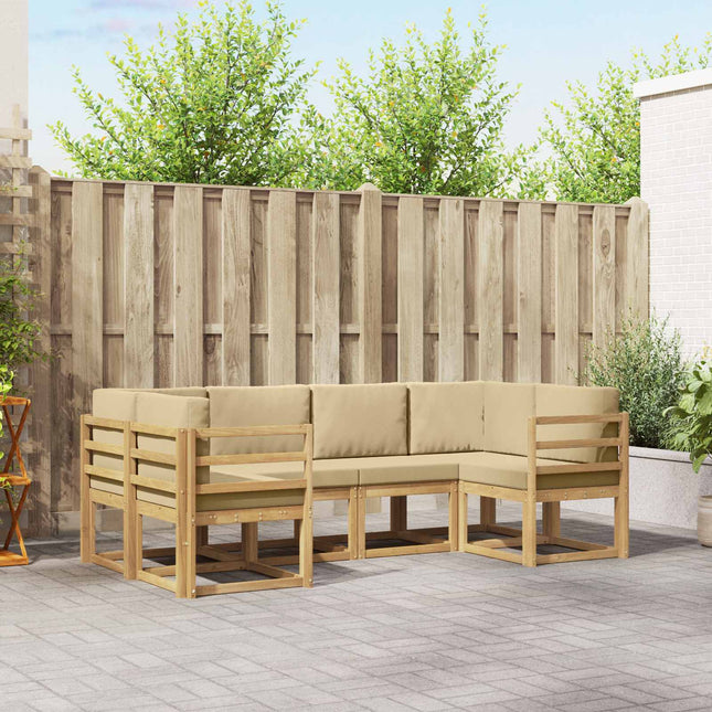 Udendørs sofagruppe med pude 6 pcs Hvid og Beige