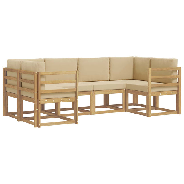 Udendørs sofagruppe med pude 6 pcs Hvid og Beige