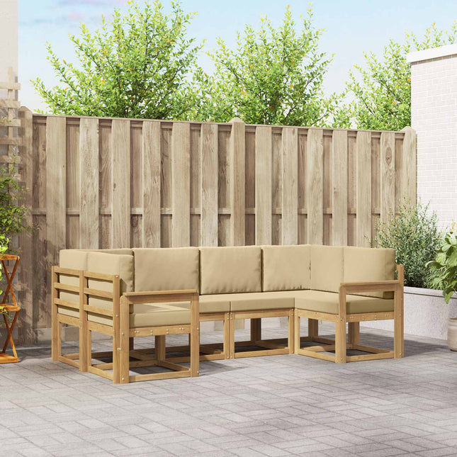 Udendørs sofagruppe med pude 6 pcs Hvid og Beige