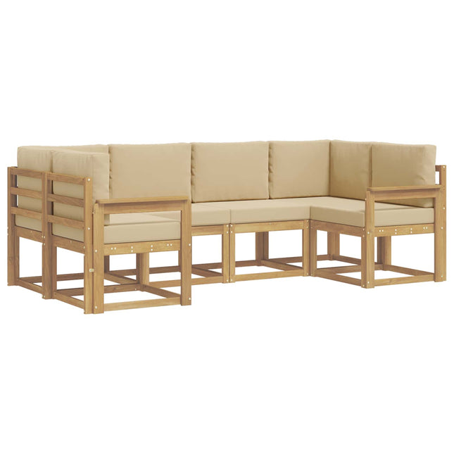 Udendørs sofagruppe med pude 6 pcs Hvid og Beige