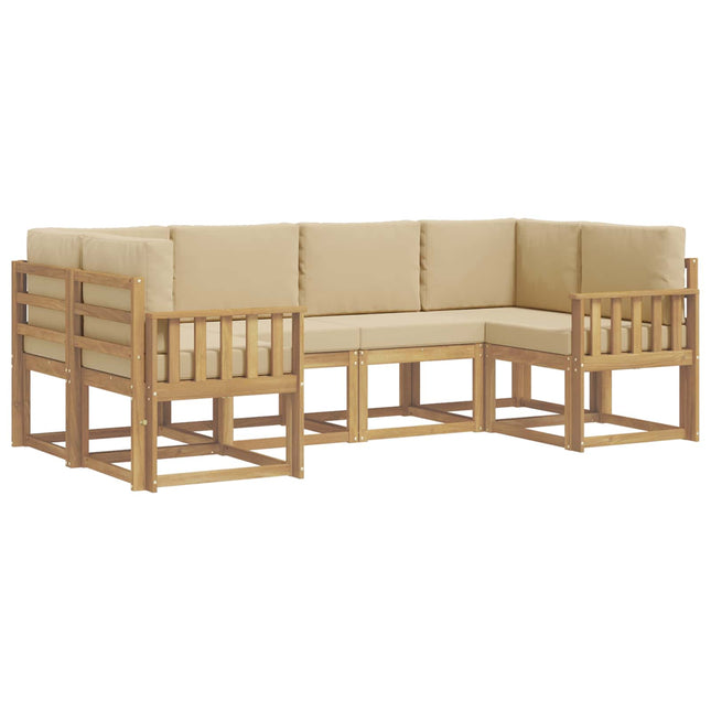 Udendørs sofagruppe med pude 6 pcs Hvid og Beige