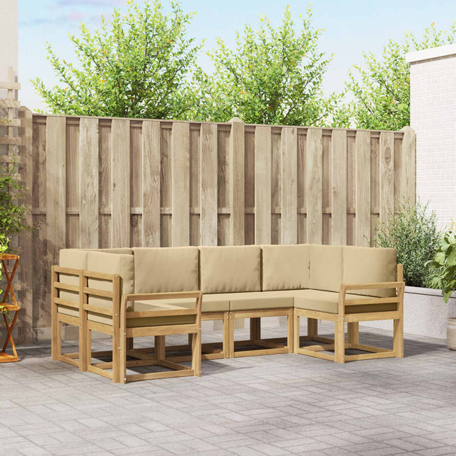 Udendørs sofagruppe med pude 6 pcs Hvid og Beige