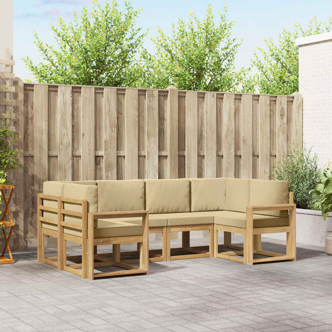 Udendørs sofagruppe med pude 6 pcs Hvid og Beige