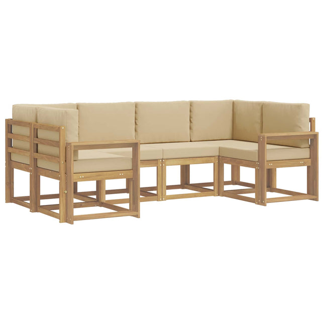 Udendørs sofagruppe med pude 6 pcs Hvid og Beige