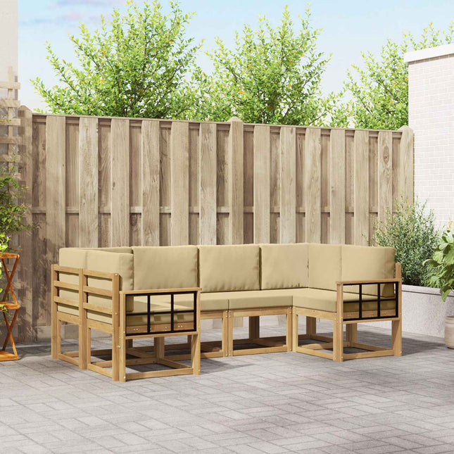 Udendørs sofagruppe med pude 6 pcs Hvid og Beige