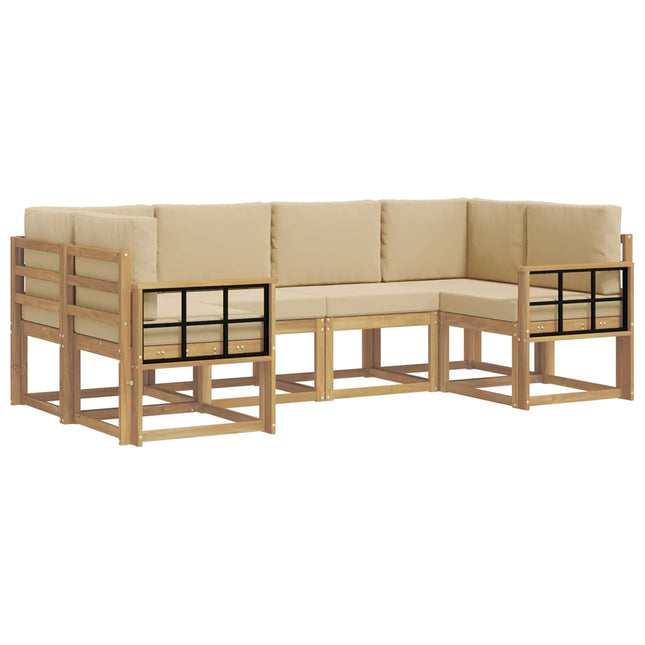 Udendørs sofagruppe med pude 6 pcs Hvid og Beige
