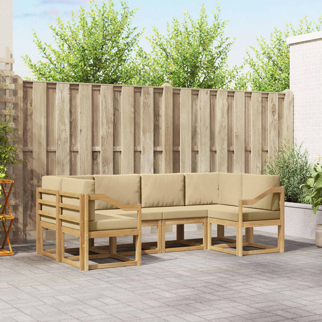 Udendørs sofagruppe med pude 6 pcs Hvid og Beige