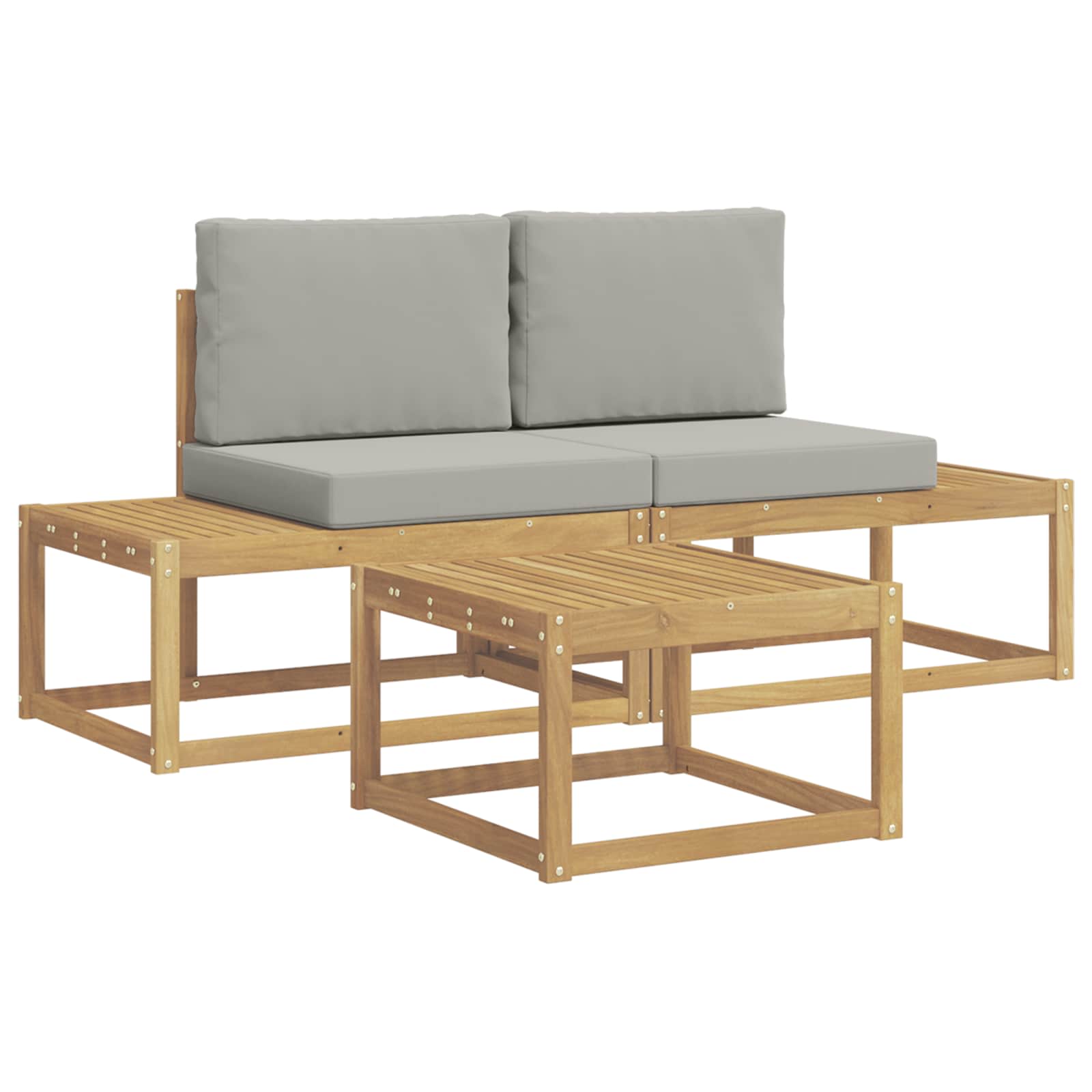 Udendørs sofagruppe med pude 3 pcs Hvid og lysegrå Polyester