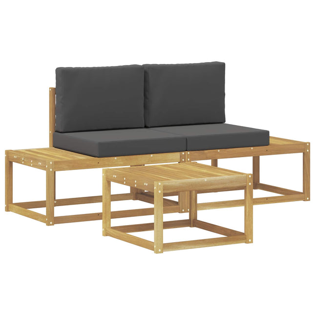 Udendørs sofagruppe med pude 3 pcs Hvid og antracit Polyester
