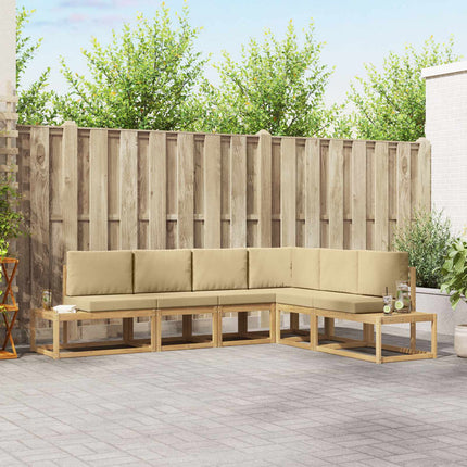 Udendørs sofagruppe 4 Stk Hvid og Beige Polyester