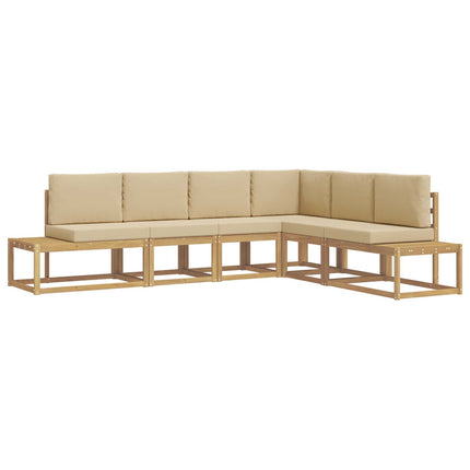 Udendørs sofagruppe 4 Stk Hvid og Beige Polyester