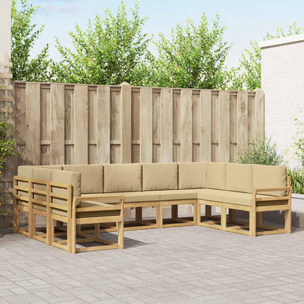 Udendørs sofagruppe med pude 9 pcs Hvid og Beige