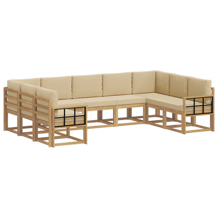 Udendørs sofagruppe med pude 9 pcs Hvid og Beige