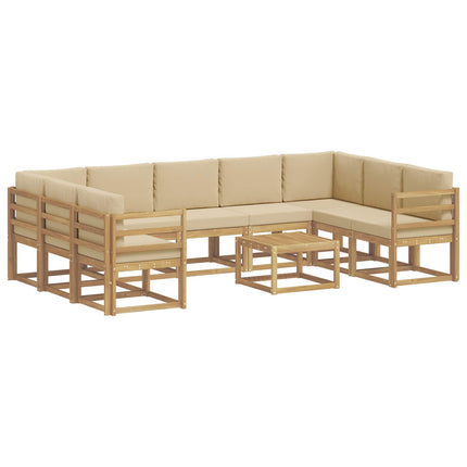 Udendørs sofagruppe 10 stk. Hvid og Beige Polyester