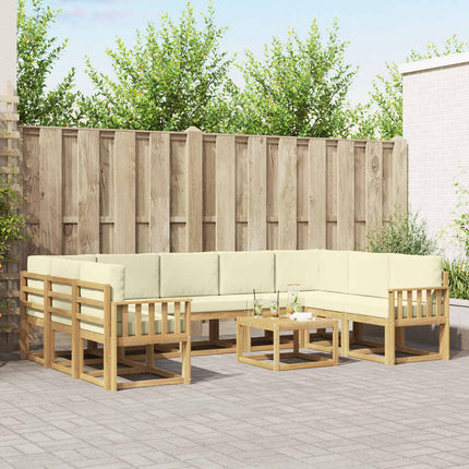 Udendørs sofagruppe 10 pcs Hvid og cremefarvet 59 x 59 x 37 cm