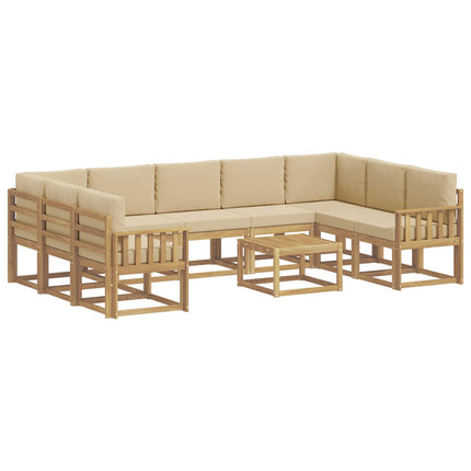 Udendørs sofagruppe 10 stk. Hvid og Beige Polyester