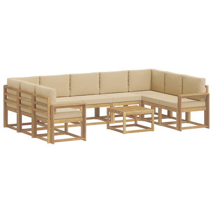 Udendørs sofagruppe 10 pcs Hvid og Beige 59 x 59 x 37 cm