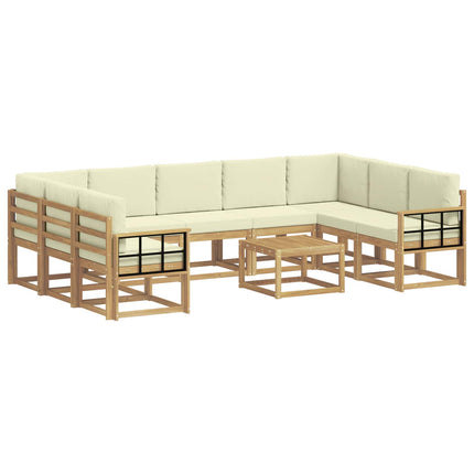 Udendørs sofagruppe 10 pcs Hvid og cremefarvet 59 x 59 x 37 cm