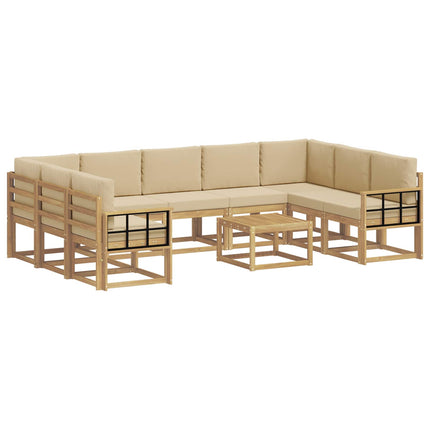 Udendørs sofagruppe 10 stk. Hvid og Beige Polyester