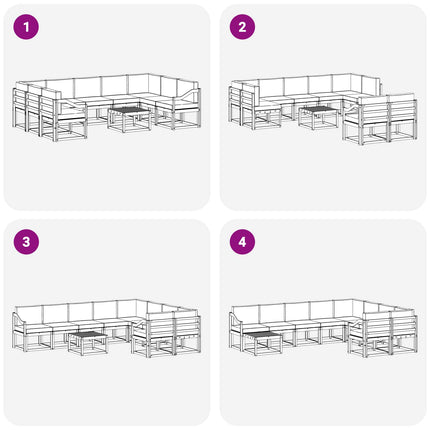 Udendørs sofagruppe 10 pcs Hvid og cremefarvet 59 x 59 x 37 cm