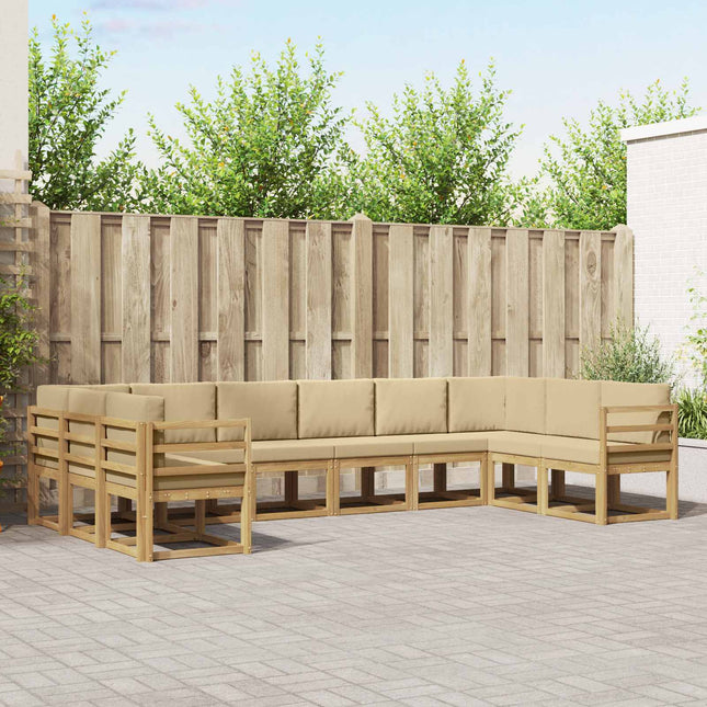 Udendørs sofagruppe med pude 10 pcs Hvid og Beige